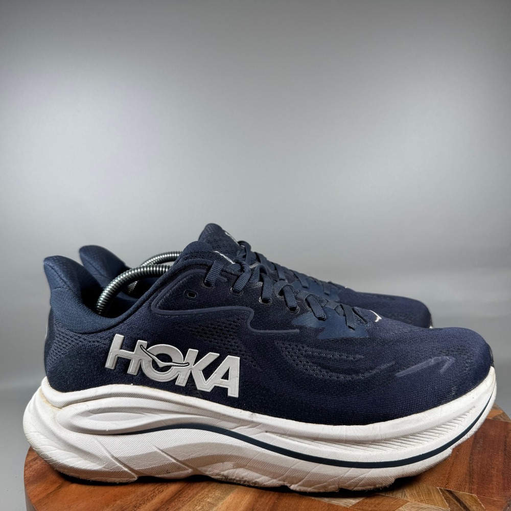 Hoka One One Clifton 10 Mens 11 Wide 2E Navy Blue Running Shoes 1162032 NWT